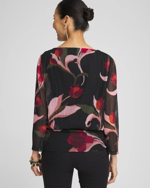 Textured Mesh Banded Hem Top - image 3
